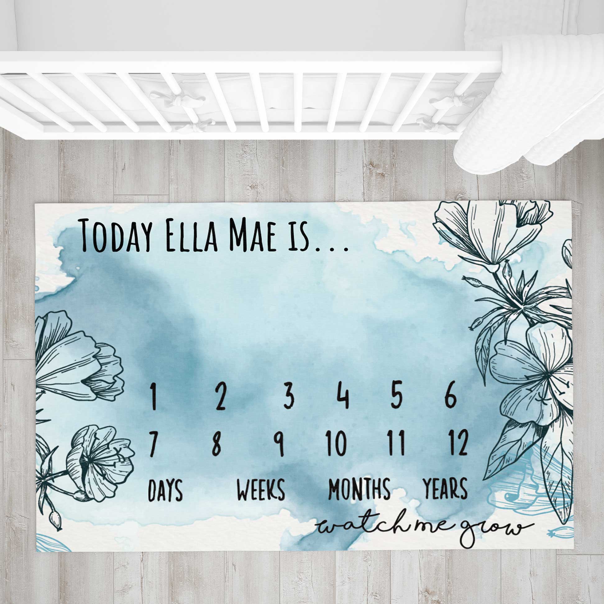 Personalised Watch Me Grow Baby Milestone Blanket